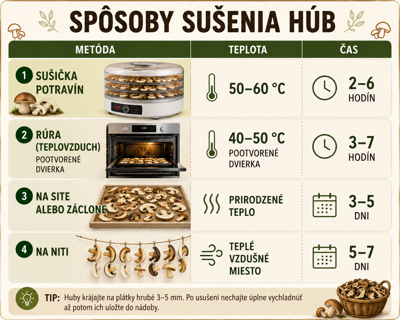 Spôsoby sušenia húb